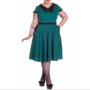 Hell Bunny | Dresses | Last Chance Hell Bunny Vixen Brooke Green Black Fit  Flare Polka Dot Dress | Poshmark